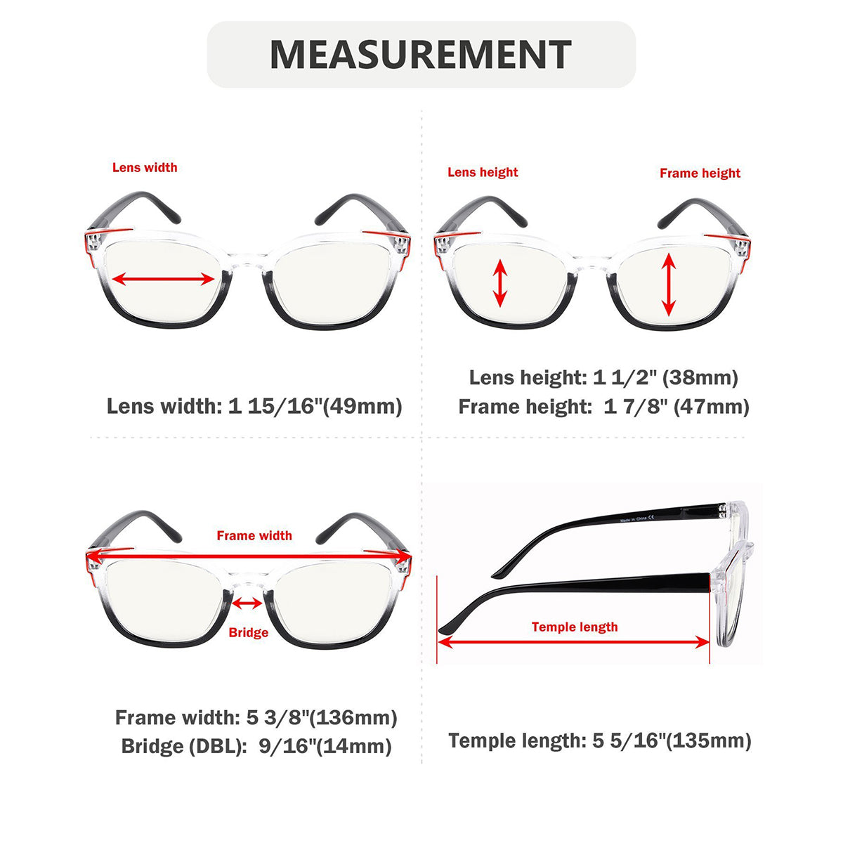 4 Pack Two Tone Progressive Multifocal Reading Glasses M2114