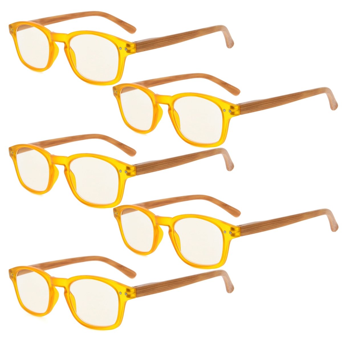 5 Pack Bamboo - look Temples Blue Light Filter Reading Glasses CG034eyekeeper.com