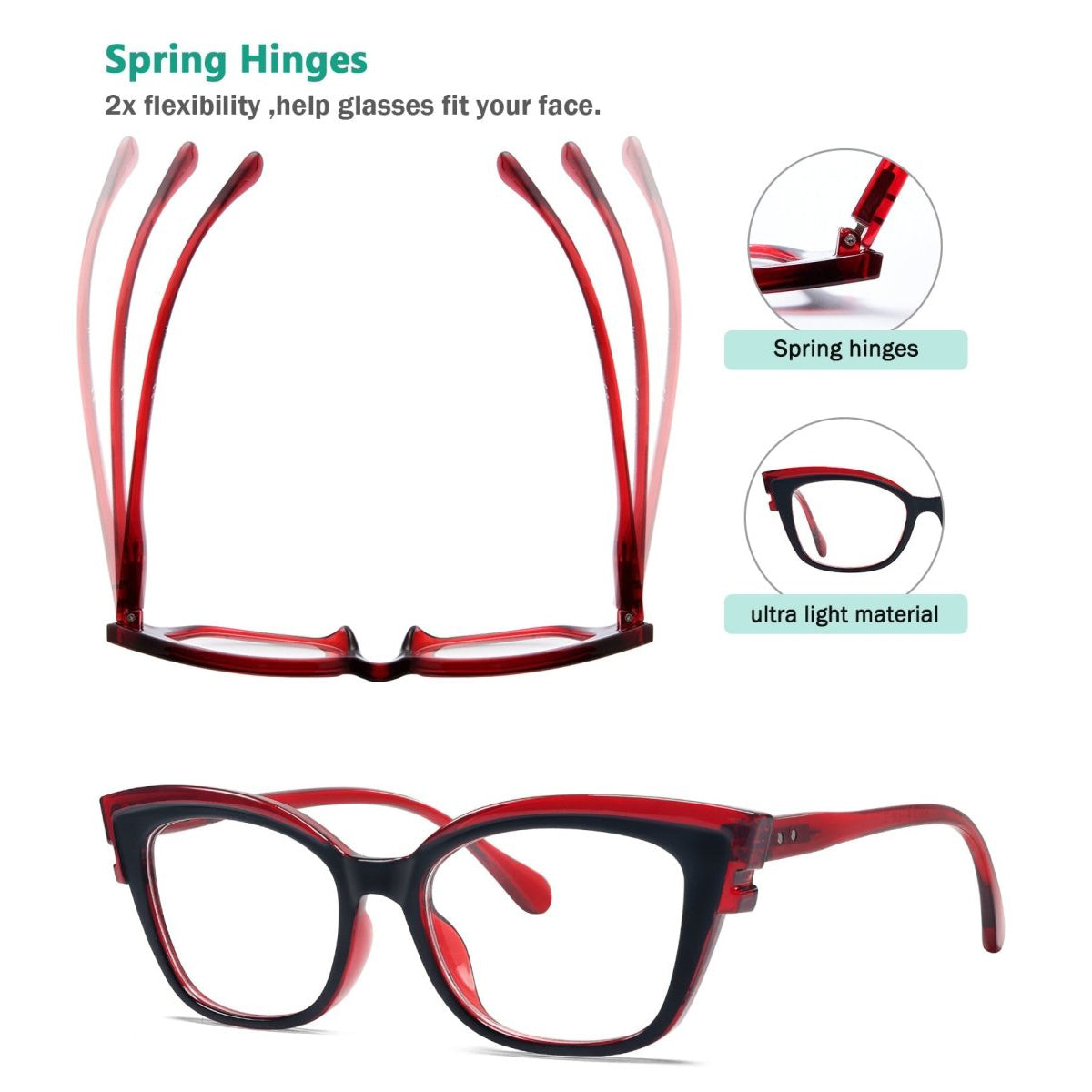 5 Pack Cat-eye Reading Glasses Readers for Women R2127