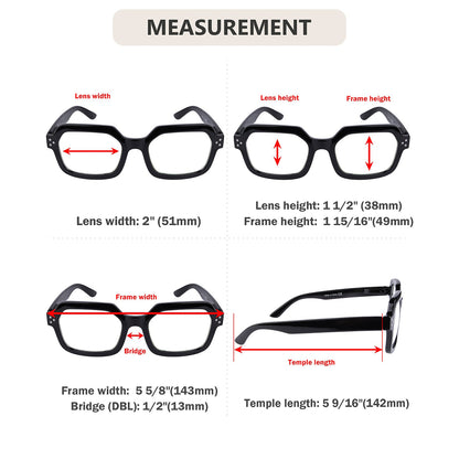 5 Pack Chic Large Frame Square Reading Glasses R2130