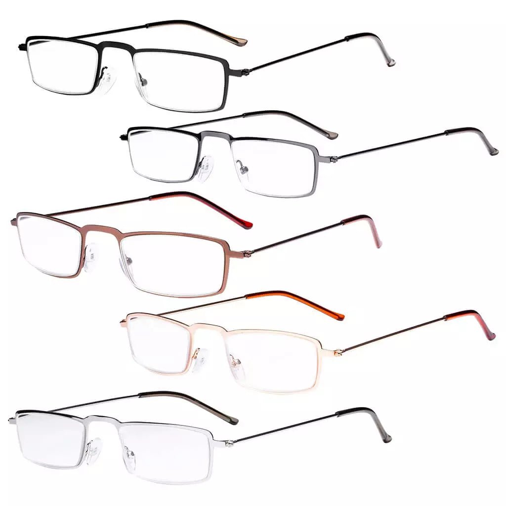 5 Pack Chic Rectangle Reading Glasses Stainless Steel R15004eyekeeper.com