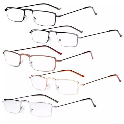 5 Pack Chic Rectangle Reading Glasses Stainless Steel R15004eyekeeper.com