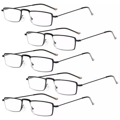5 Pack Chic Rectangle Reading Glasses Stainless Steel R15004eyekeeper.com