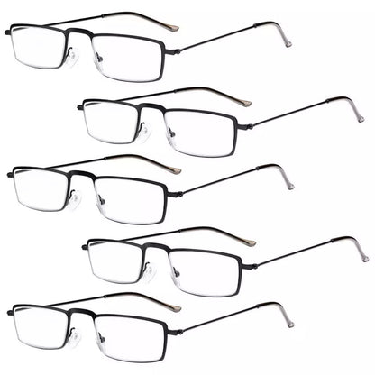 5 Pack Chic Rectangle Reading Glasses Stainless Steel R15004eyekeeper.com