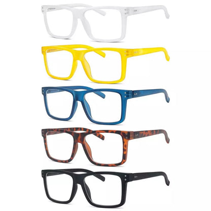 5 Pack Fashionable Large Frame Reading Glasses Rectangle Readers R2142eyekeeper.com