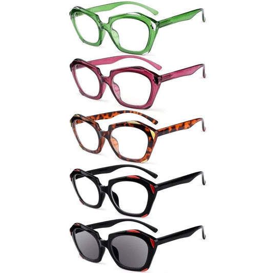5 Pack Fashionable Reading Glasses Polygon Readers R2129eyekeeper.com