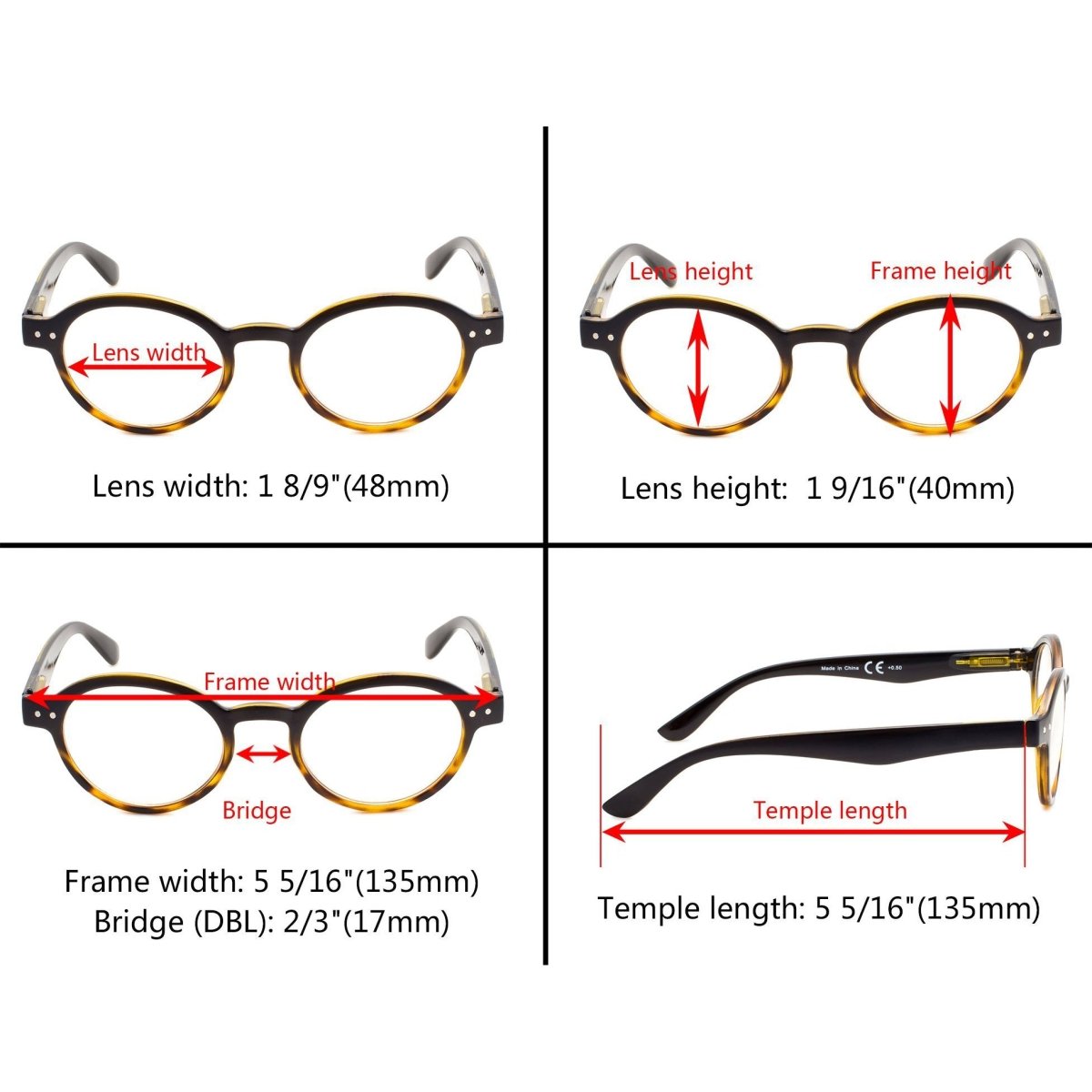 5 Pack Retro Round Reading Glasses Include Sunglasses R070eyekeeper.com