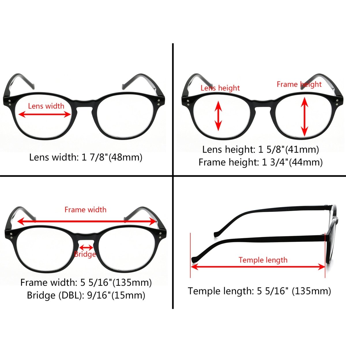 5 Pack Round Reading Glasses Stylish Readers R9115Aeyekeeper.com