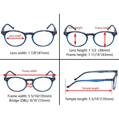 5 Pack Round Stylish Oval narrow Reading Glasses R071Feyekeeper.com