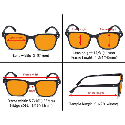 Lot de 5 lunettes de lecture carrées anti-lumière bleue DST1804