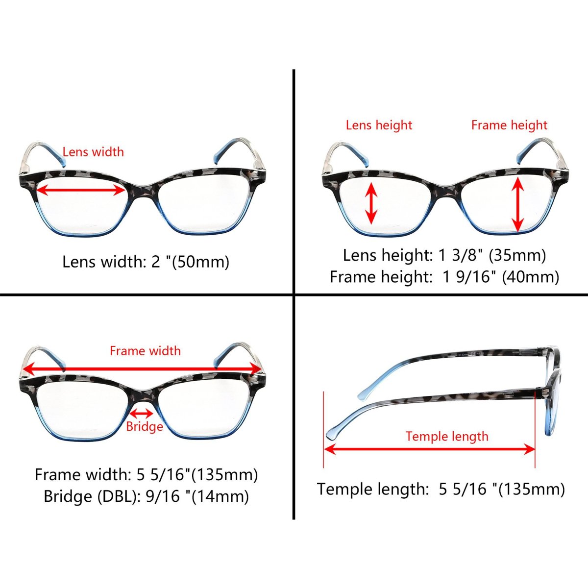 5 Pack Stylish Cat - eye Tortoise Reading Glasses R9111eyekeeper.com