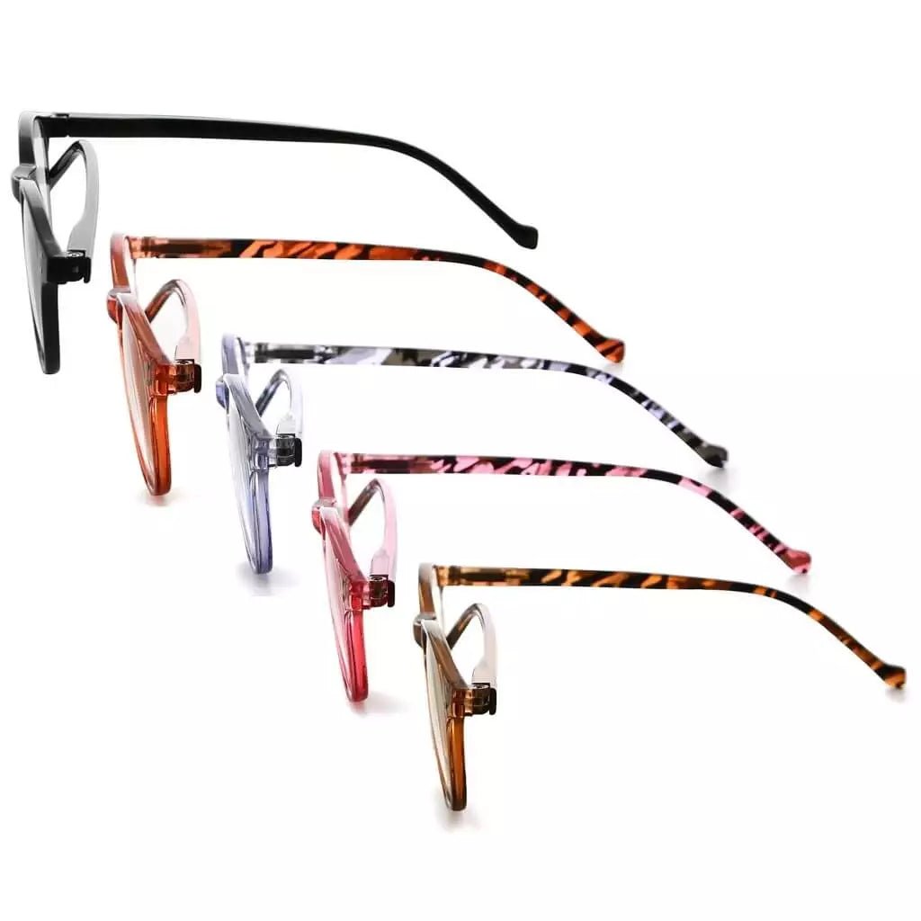 5 Pack Stylish Cute Round Reading Glasses R9115Beyekeeper.com