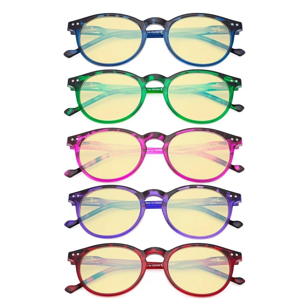 5 Pack Stylish Oval Blue Light Blocking Reading Glasses TM071Feyekeeper.com