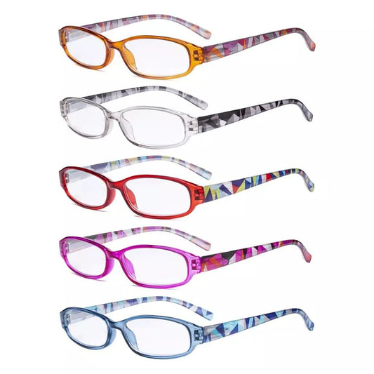 5 Pack Stylish Reading Glasses with Pattern Arms Readers R9104Geyekeeper.com