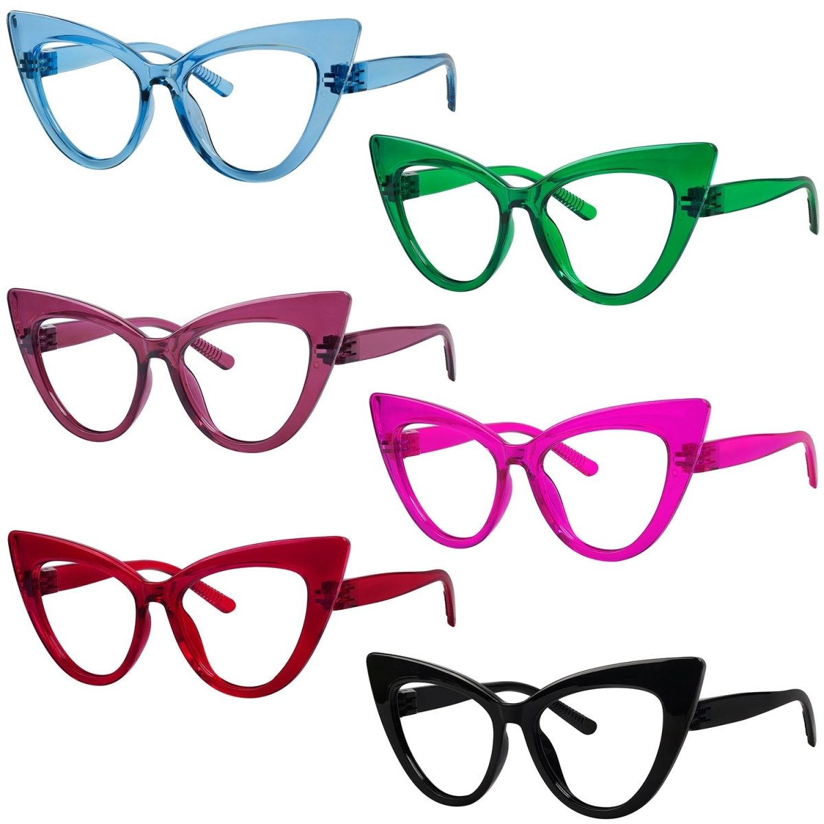 6 Pack 30% Blue Light Blocking Glasses Cat - eye Metalless Screwless Eyewear R2318 - B15eyekeeper.com