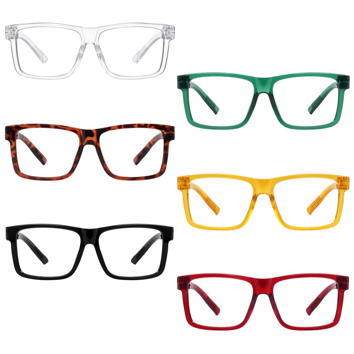 6 Pack 30% Blue Light Blocking Oversized Metalless Screwless Glasses R2508 - B15eyekeeper.com