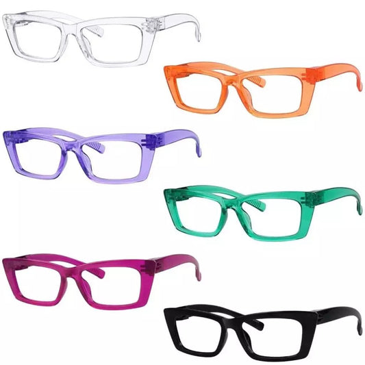 6 Pack Angular Cat - eye Screwless Metalless Reading Glasses R2501eyekeeper.com