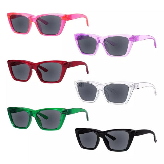 6 Pack Cat - eye Metalless Screwless Spring Hinge Sunglasses R2514Seyekeeper.com