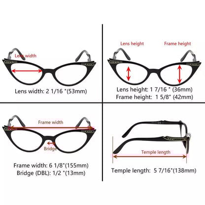 6 Pack Cat - eye Reading Glasses Include Sunshine Readers R914eyekeeper.com