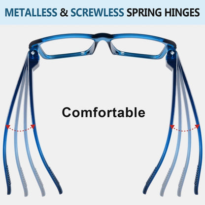 6 Pack Large Frame Thick Spring Hinge Metalless Reading Glasses NR2142eyekeeper.com