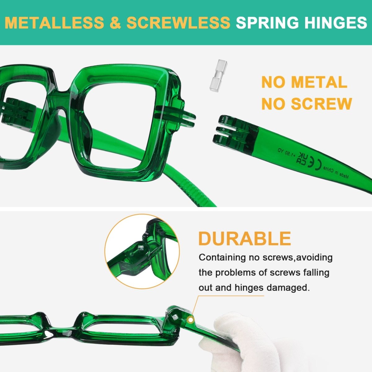 6 Pack Metalless Screwless Thick Spring Hinge Reading Glasses NR2101eyekeeper.com