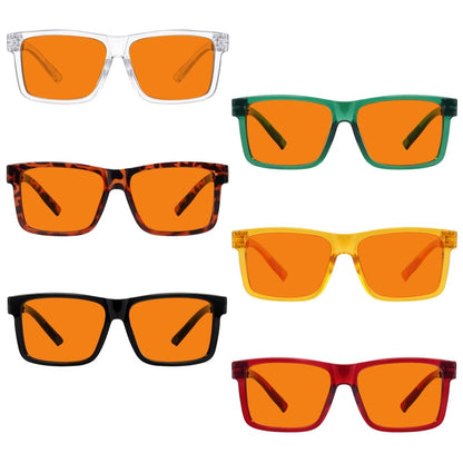 6 Pack Oversize 100% Blue Light Blocking Nighttime Glasses Metalless R2508 - B98eyekeeper.com