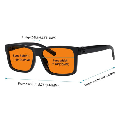 6 Pack Oversize 100% Blue Light Blocking Nighttime Glasses Metalless R2508 - B98eyekeeper.com