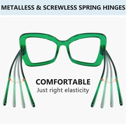 6 Pack Oversized Screwless Metalless Cat - eye Reading Glasses R2315eyekeeper.com