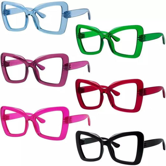 6 Pack Oversized Screwless Metalless Cat - eye Reading Glasses R2315eyekeeper.com