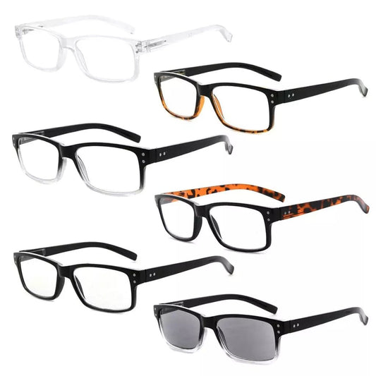 6 Pack Reading Glasses Rectangle Readers 3 - R032eyekeeper.com