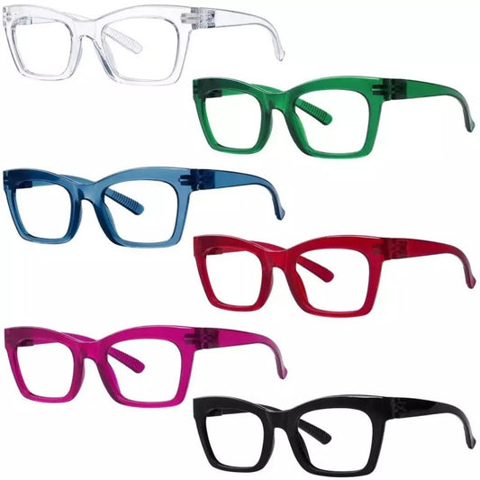 6 Pack Thick Spring Hinge Metalless Screwless Reading Glasses NR2308eyekeeper.com