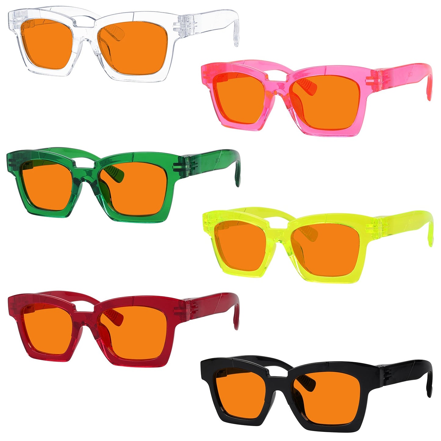 6 paquets de lunettes orange 100 % anti-lumière bleue sans vis NR2019-B98