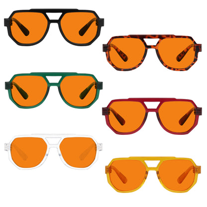 Paquet de 6 lunettes 100% bleues orange bloquantes pour le sommeil Metalless Pilot NR2309-B98