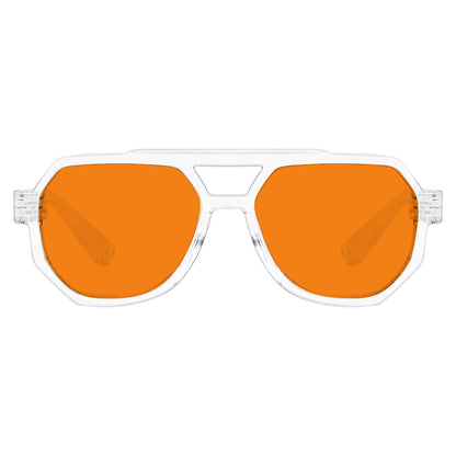 Les lunettes pilote métalliques orange bloquant 100 % la lumière bleue modèle NR2309-B98.