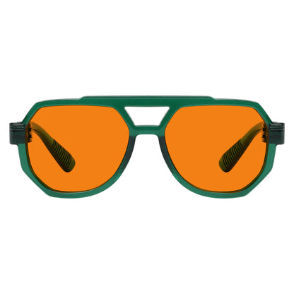 Les lunettes pilote métalliques orange bloquant 100 % la lumière bleue modèle NR2309-B98.