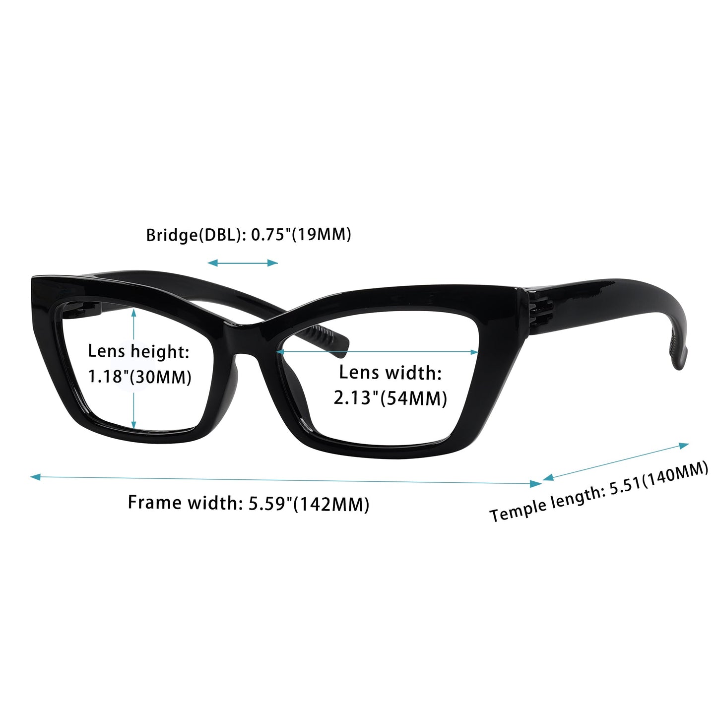 Oeil de chat 30% Blocage de la lumière bleue Lunettes sans vis en métal R2516-B15