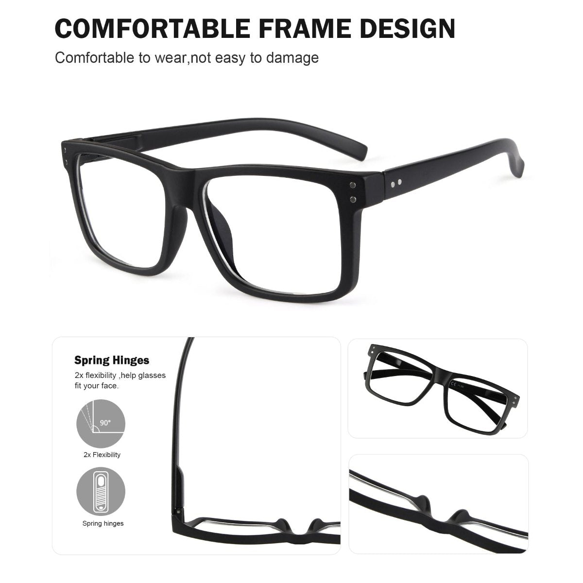 5 Pack Large Affordable Square Reading Glasses Men R2142