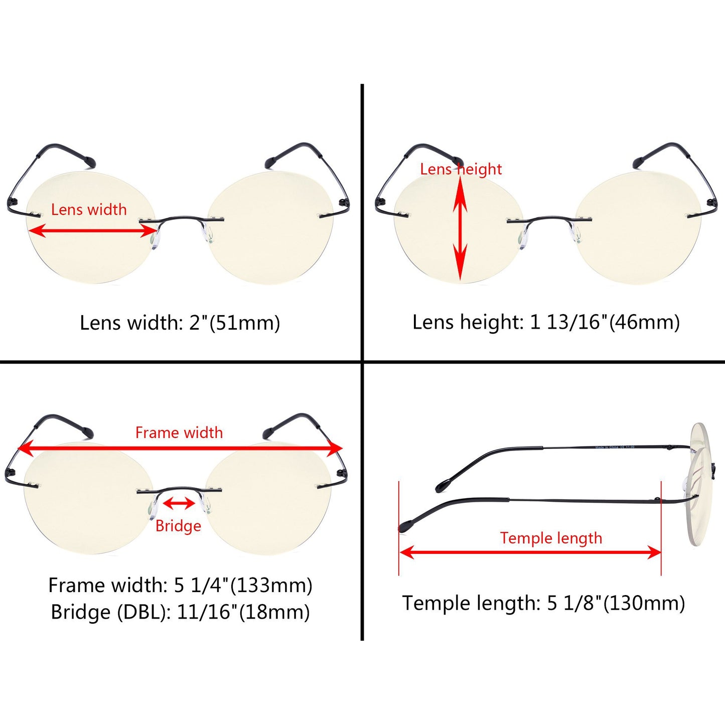 Lunettes de lecture progressives rondes multifocales sans monture MWK9910