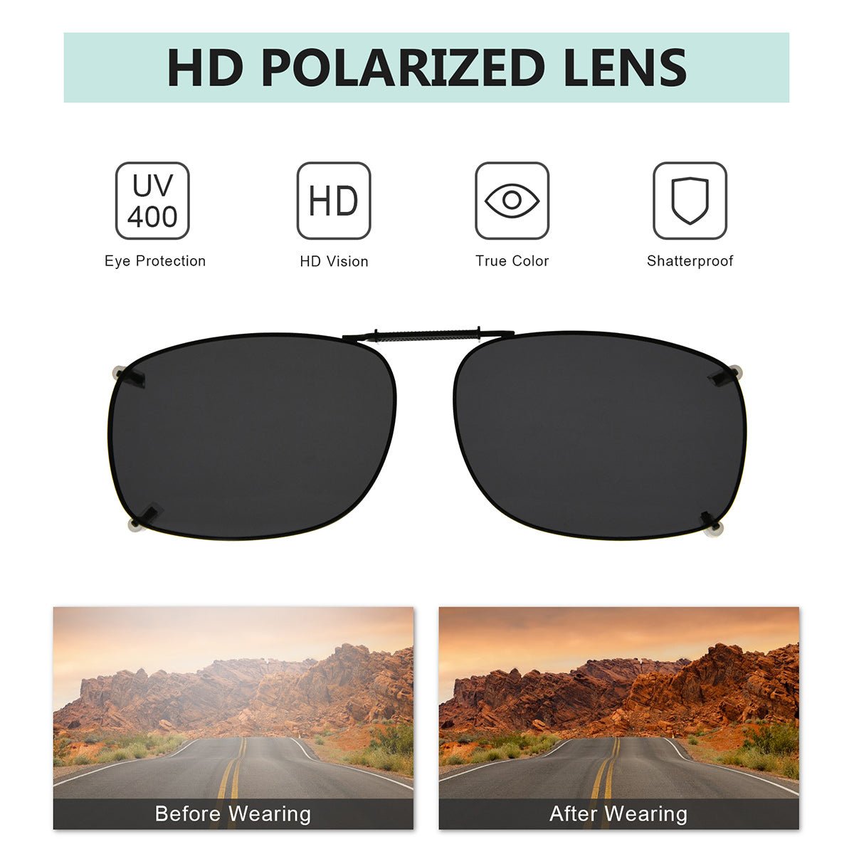 Metal Frame Polarized Lens Clip on Sunglasses C64(54MMx37MM)eyekeeper.com