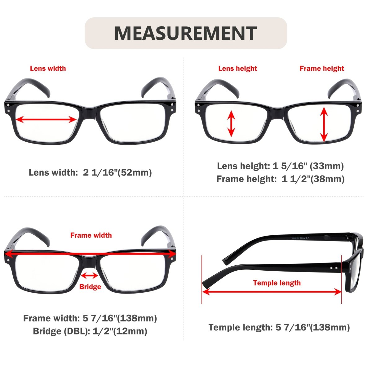 (Must Buy Both Eye) Reading Glasses with Different Strength for Each Eye PR032 Black Cleareyekeeper.com