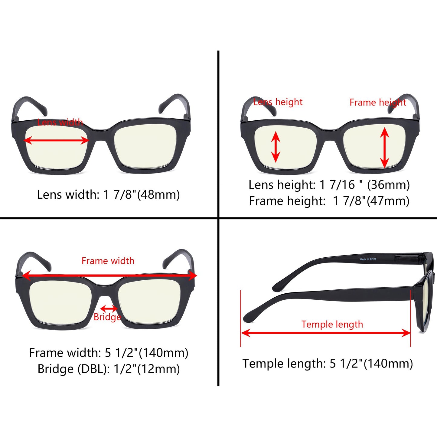 Thicker Frame Blue Light Filter Reading Glasses UVR9106