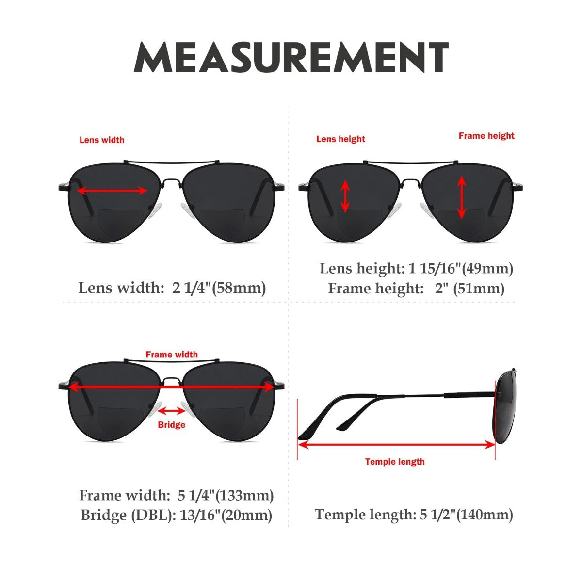 Lunettes de soleil bifocales polarisées Pilot Style Readers PGSG1804