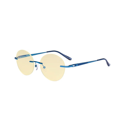 Round Rimless Blue Light Blocking Reading Glasses TMWK9910Aeyekeeper.com