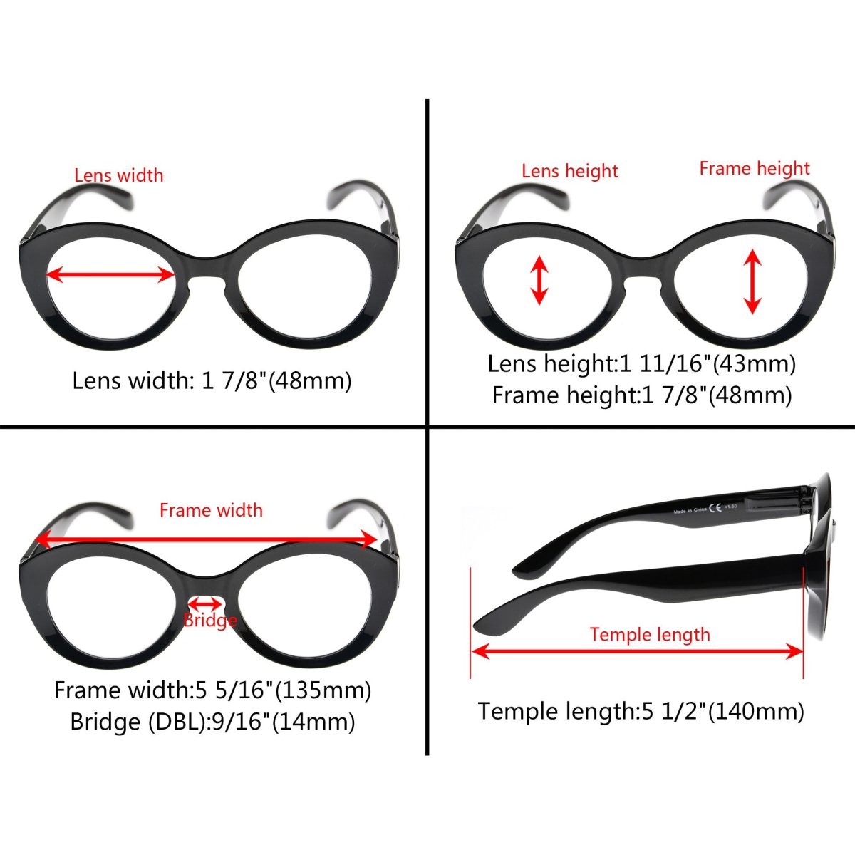 Stylish Thicker Frame Round Reading Glasses R2004eyekeeper.com