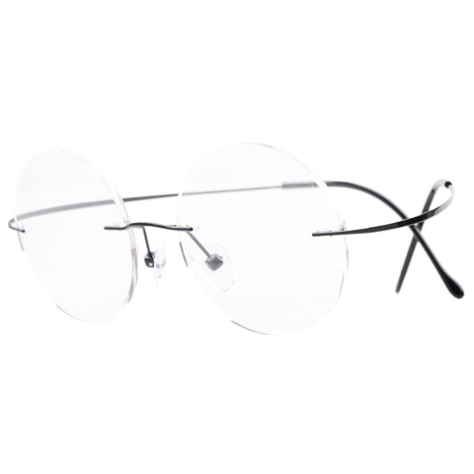 Monture en titane sans monture mode lunettes rondes unisexe R15028