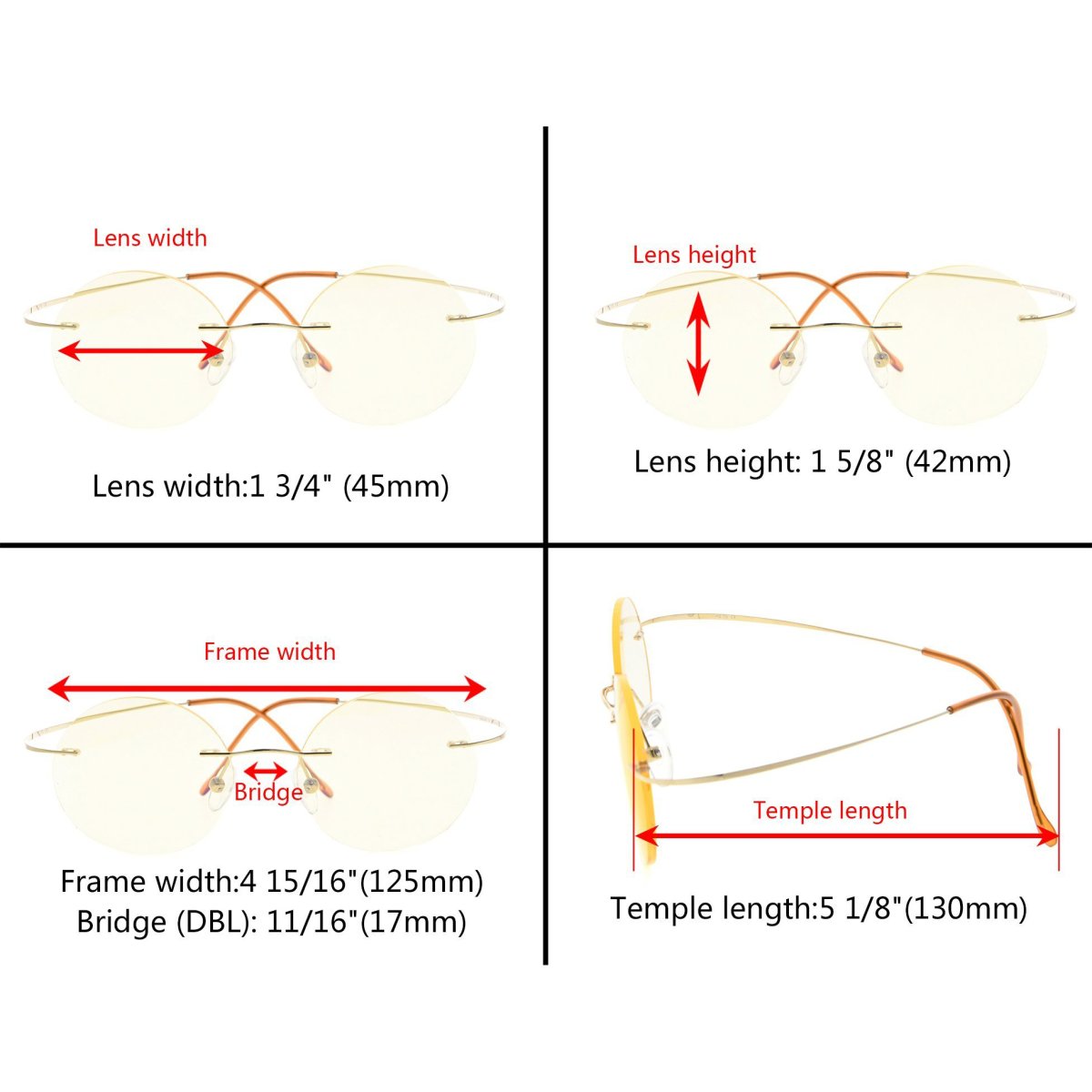 Titanium Rimless Round Reading Glasses Circle Readers R15026eyekeeper.com