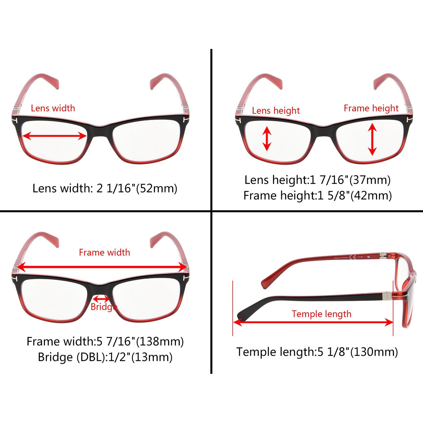 Rectangle Classic Transition Photochromic Reading Glasses BSR150