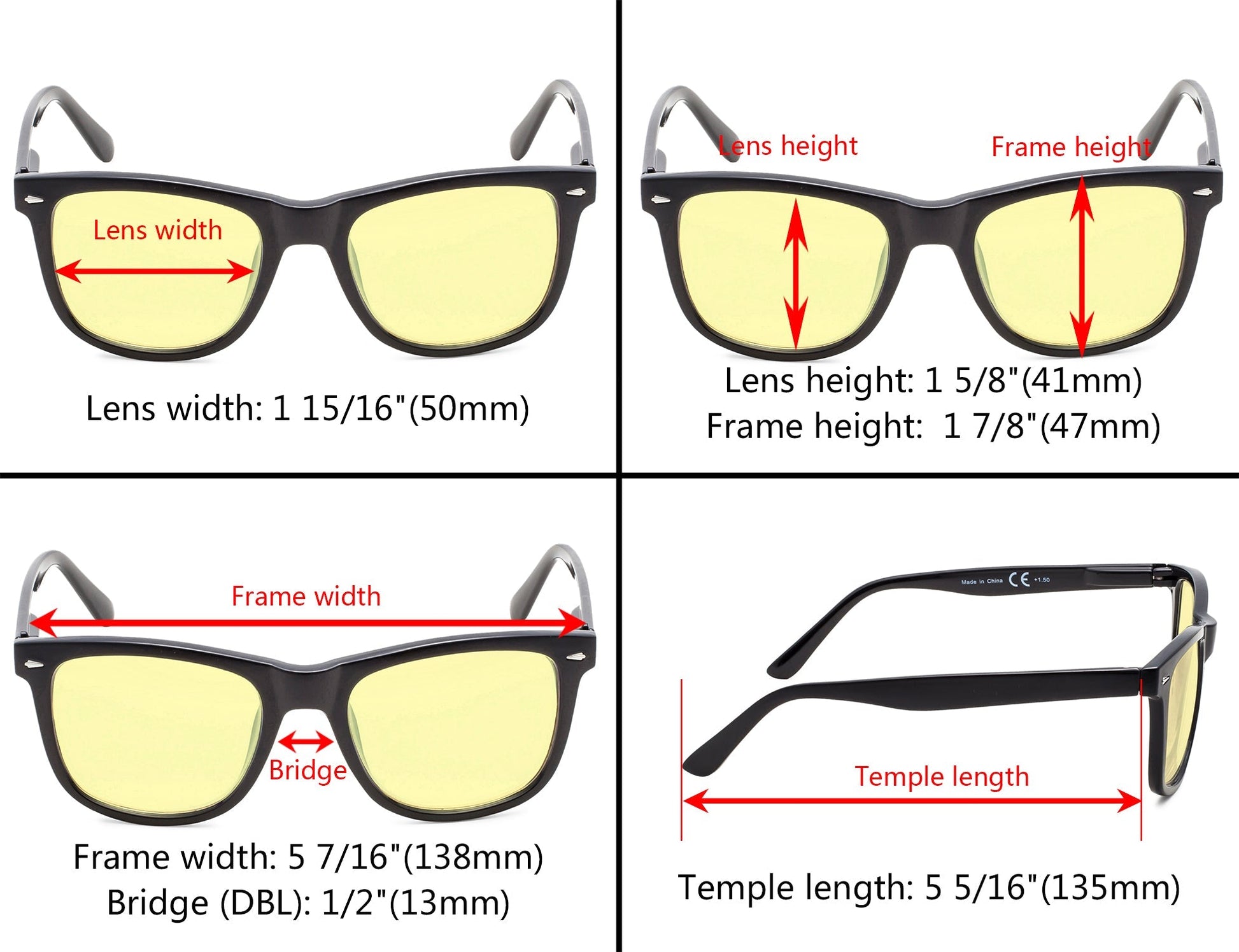 Computer Reading Glasses Dimension