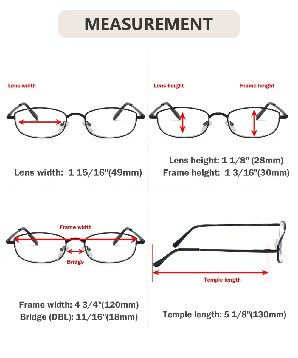 4 paquets de lunettes de lecture tendance a monture metallique et filaire R3234