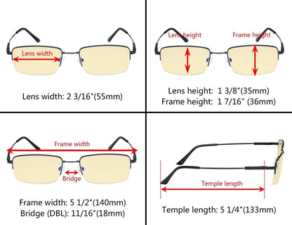 4 Pack Half-rim Metal Blue Light Blocking Readears TMCG1702eyekeeper.com